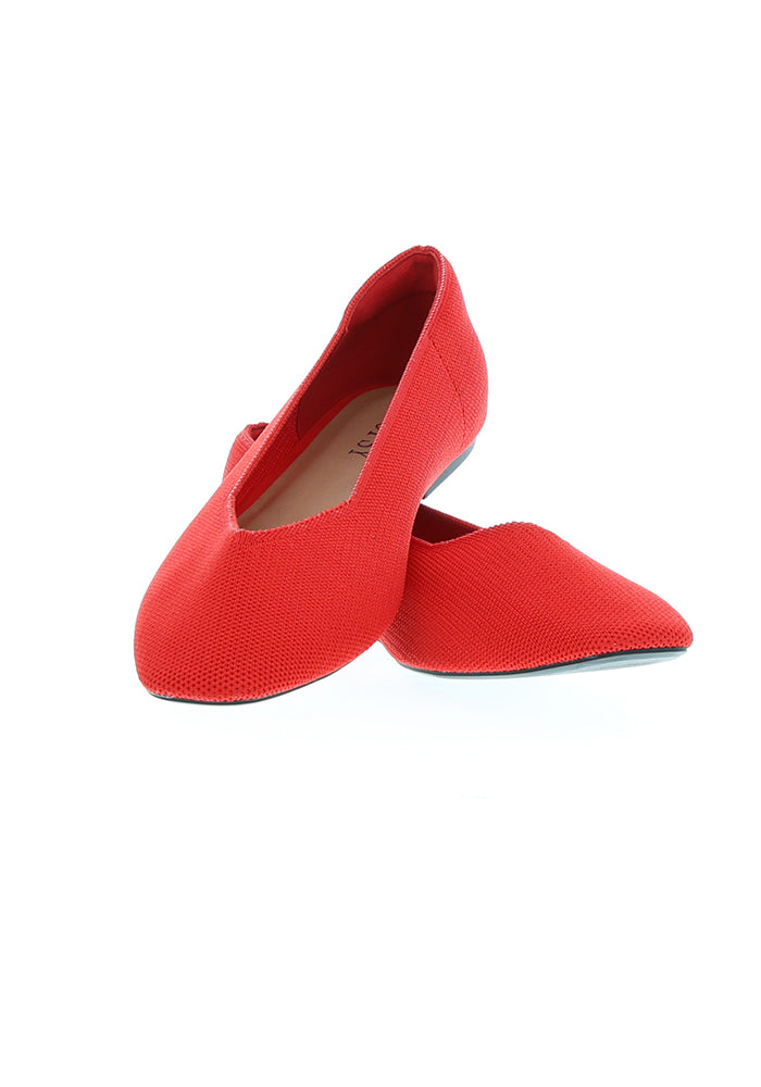 Twelfth angle of Red Knitted Ballet Pumps