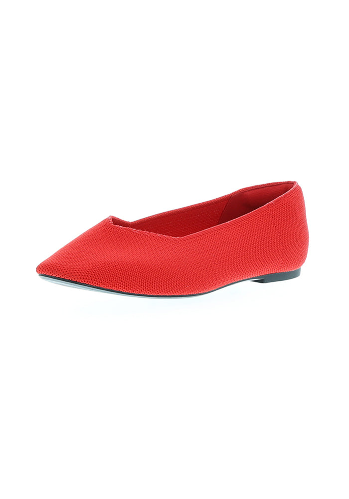 Eleventh angle of Red Knitted Ballet Pumps