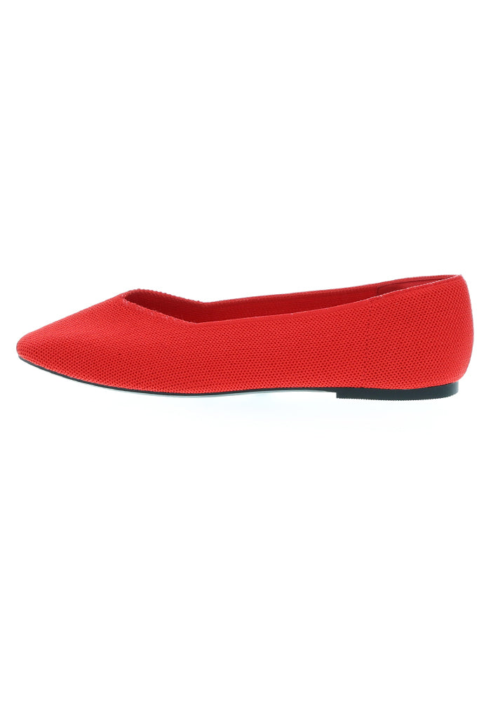Front view of Red Knitted Ballet Pumps