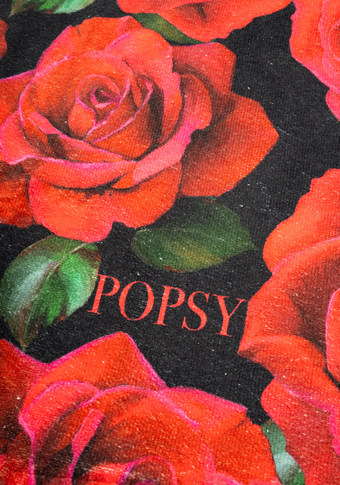 Red Rose Print Hand Towel