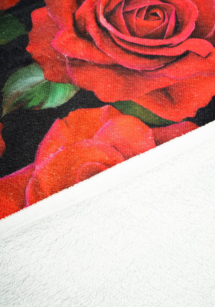 Red Rose Print Hand Towel