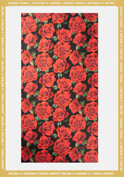 Red Rose Print Jumbo Bath Sheet