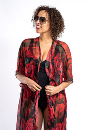 Red Rose Tie Front Cover Up