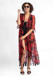 Red Rose Tie Front Cover Up