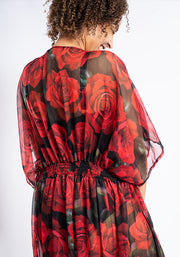 Red Rose Tie Front Cover Up