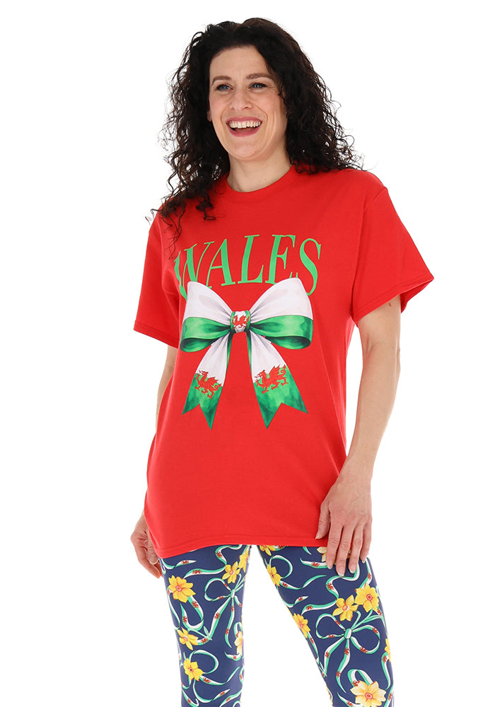 Second angle of Red Wales Graphic T-Shirt, bold red t-shirt Wales graphic from Popsy Clothing.
