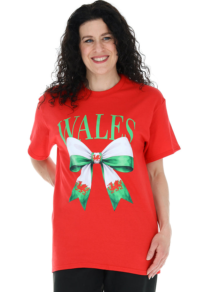Fourth angle of Red Wales Graphic T-Shirt, bold red t-shirt Wales graphic from Popsy Clothing.