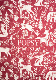 Pop-under Red Winter Woodland Print Plush Blanket