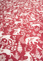 Pop-under Red Winter Woodland Print Plush Blanket