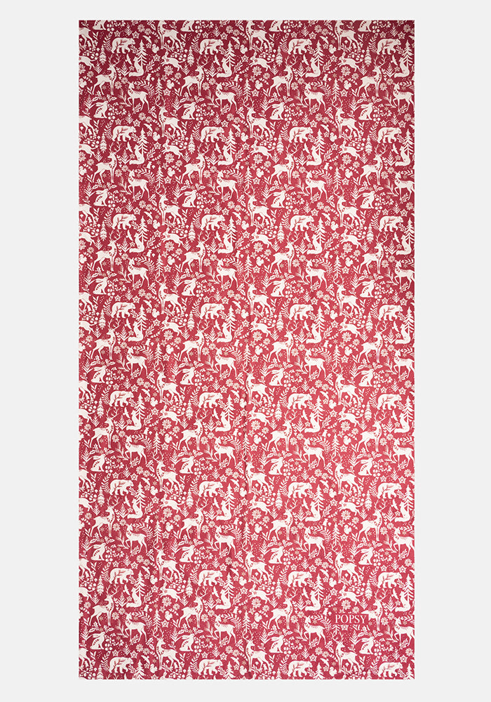 Pop-under Red Winter Woodland Print Plush Blanket