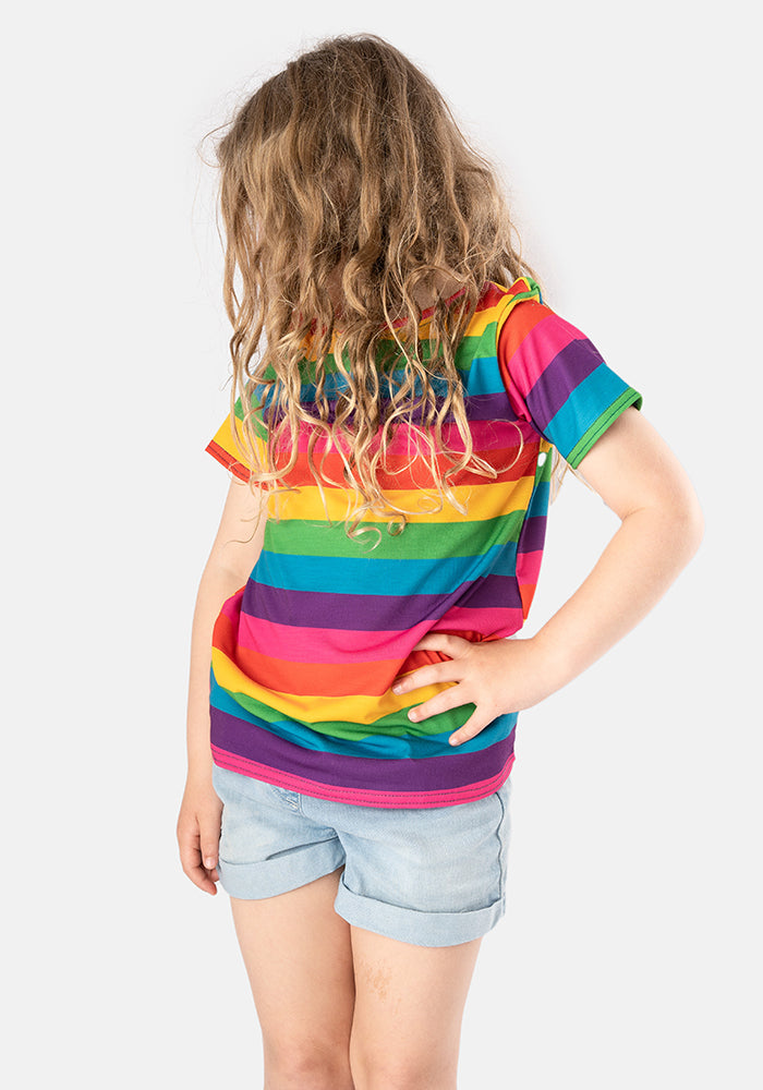 Rainbow Stripe Print Children's T-Shirt (Reese)
