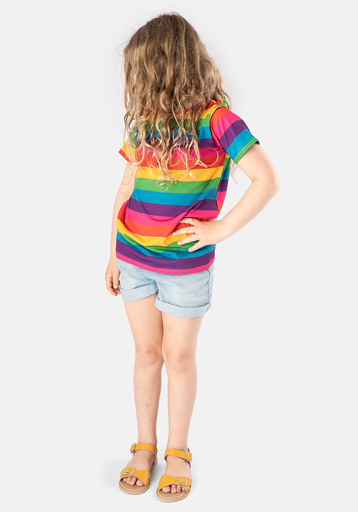Rainbow Stripe Print Children's T-Shirt (Reese)