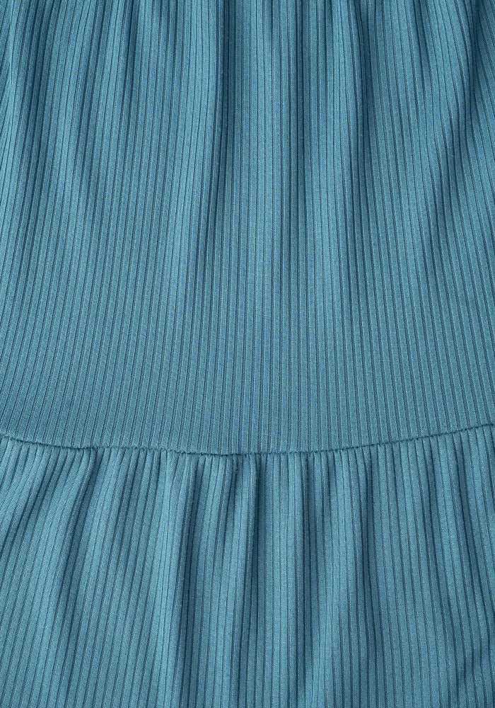 Second angle of Reed Blue Rib Brush Tiered Hem Dress