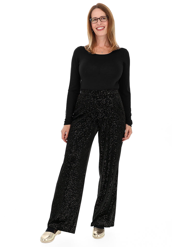 Rena Black/Gold Pull On Trousers