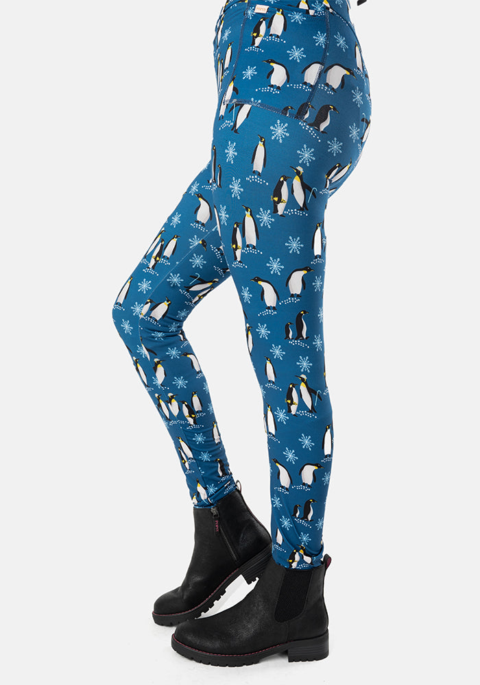 Rene Penguin & Snowflakes Print Popsy Leggings