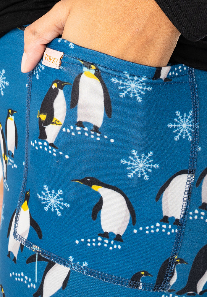 Rene Penguin & Snowflakes Print Popsy Leggings