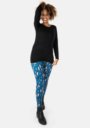Rene Penguin & Snowflakes Print Popsy Leggings