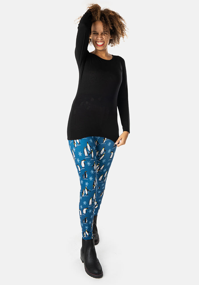 Rene Penguin & Snowflakes Print Popsy Leggings