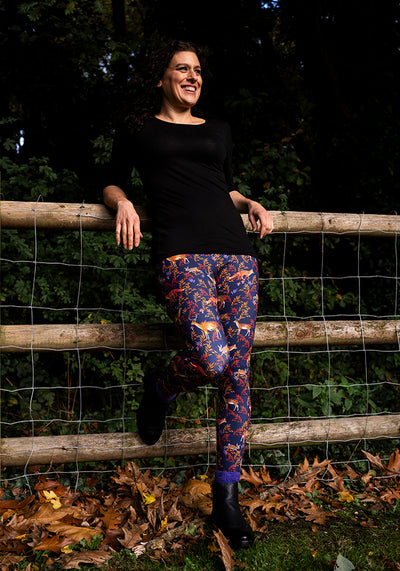Rene Autumn Woodland Animals Print Popsy Leggings