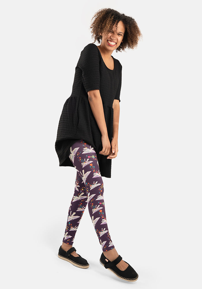 Seventh angle of Rene Purple Book Print Popsy Leggings