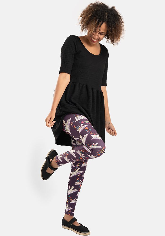Sixth angle of Rene Purple Book Print Popsy Leggings