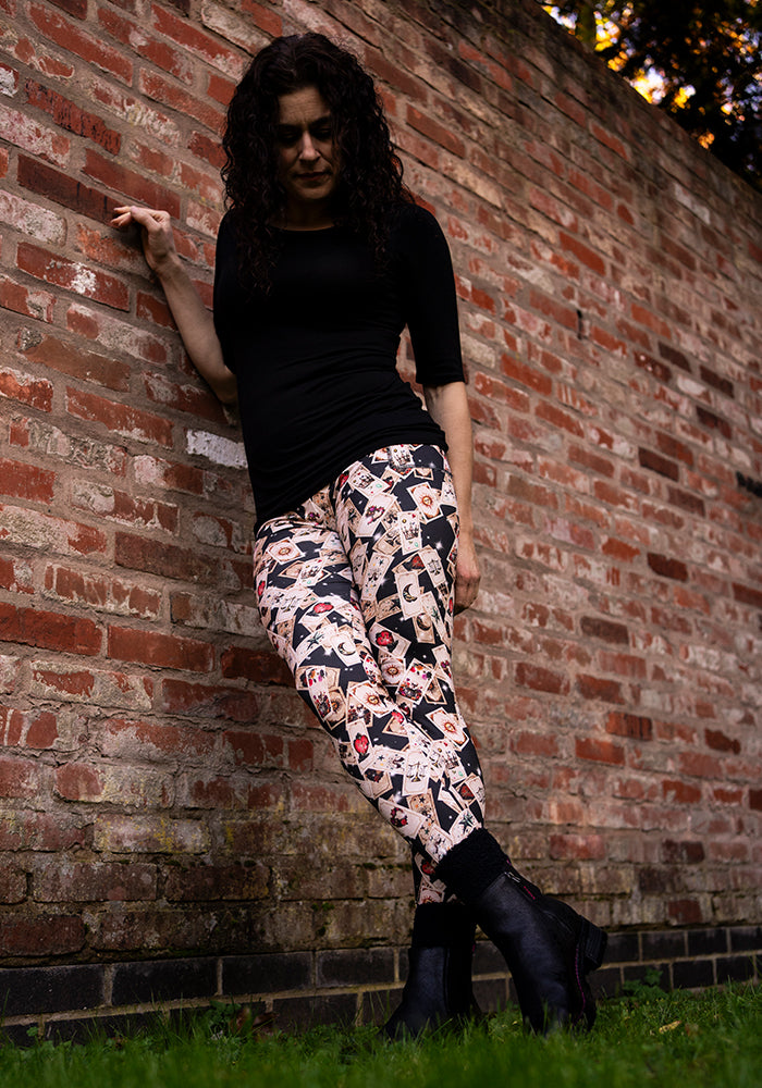 Rene Falling Tarot Cards Print Popsy Leggings