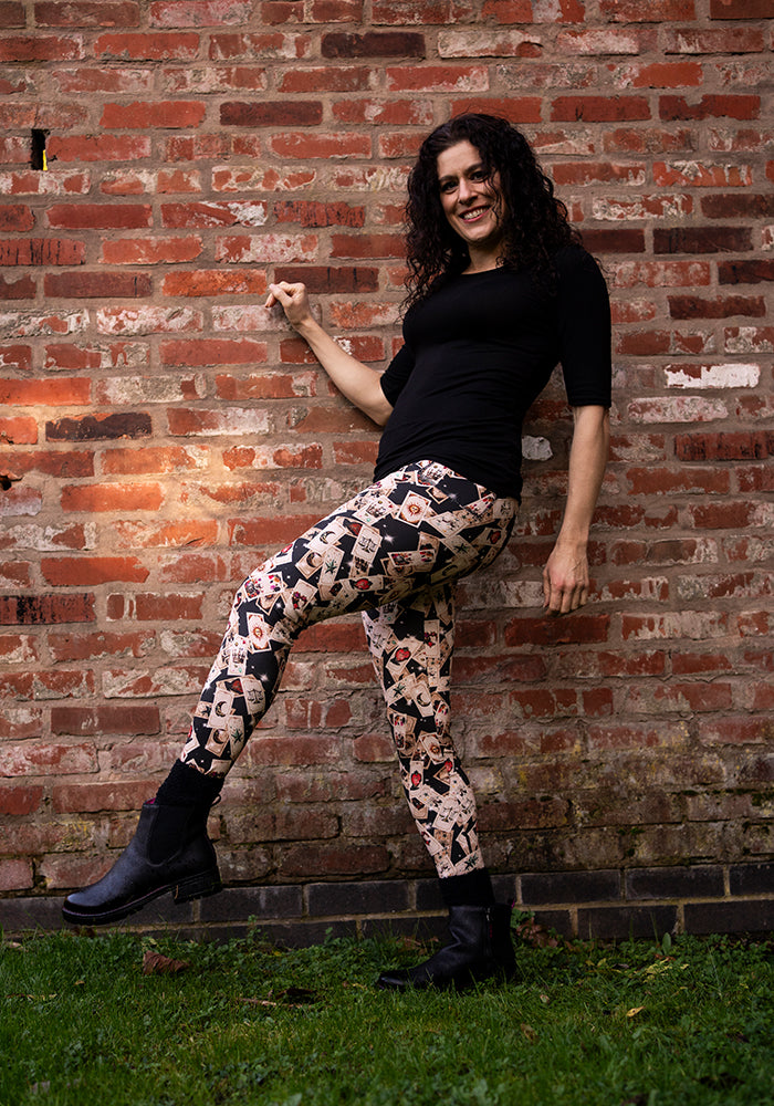 Rene Falling Tarot Cards Print Popsy Leggings
