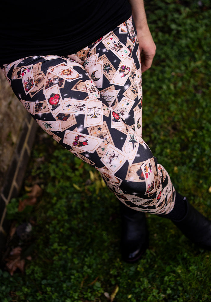 Rene Falling Tarot Cards Print Popsy Leggings