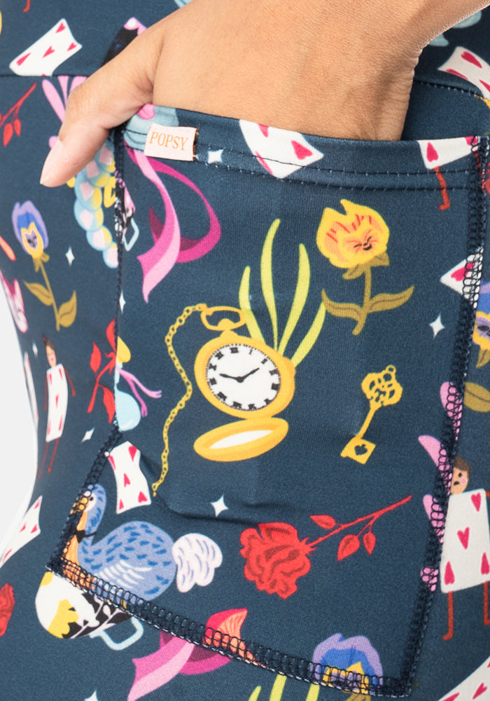 Fourth angle of Rene Hatters Tea Party Print Popsy Leggings