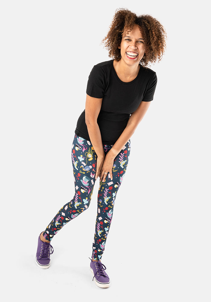 Eighth angle of Rene Hatters Tea Party Print Popsy Leggings
