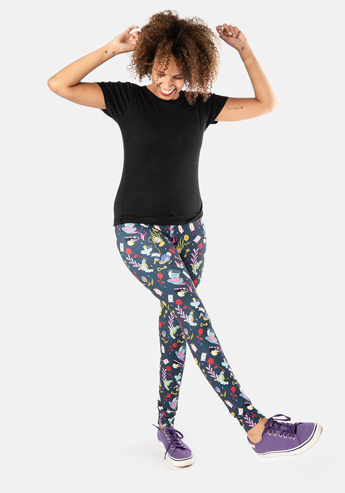 Seventh angle of Rene Hatters Tea Party Print Popsy Leggings