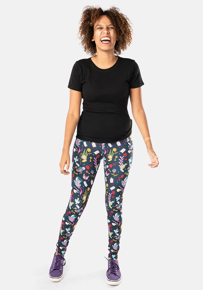 Sixth angle of Rene Hatters Tea Party Print Popsy Leggings