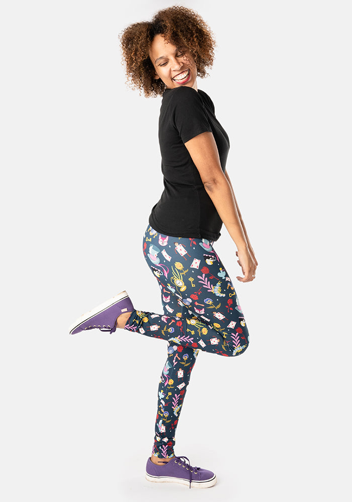 Fifth angle of Rene Hatters Tea Party Print Popsy Leggings