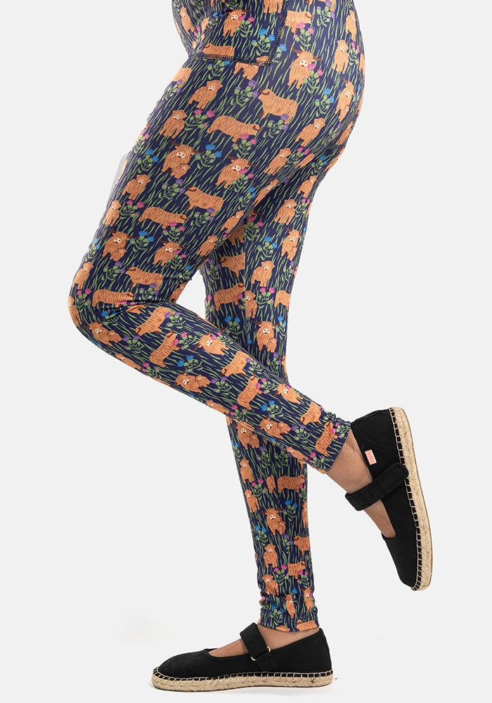Fifth angle of Rene Highland Cow Print Popsy Leggings