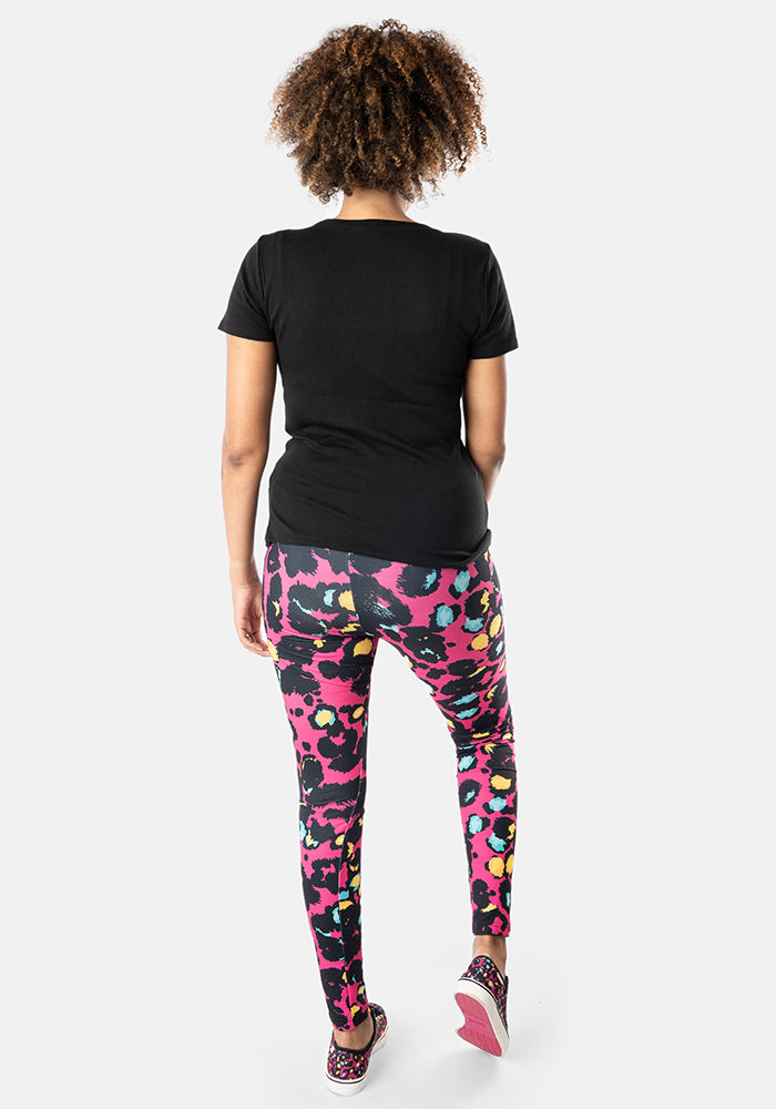 Sixth angle of Rene Pink Animal Print Popsy Leggings