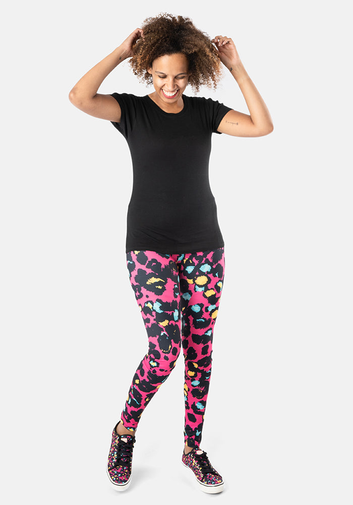 Eighth angle of Rene Pink Animal Print Popsy Leggings