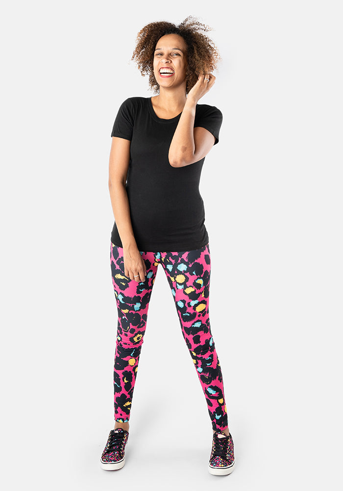 Seventh angle of Rene Pink Animal Print Popsy Leggings