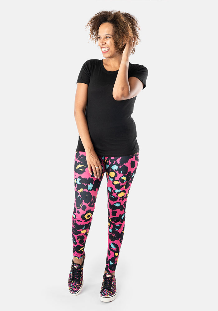 Fifth angle of Rene Pink Animal Print Popsy Leggings