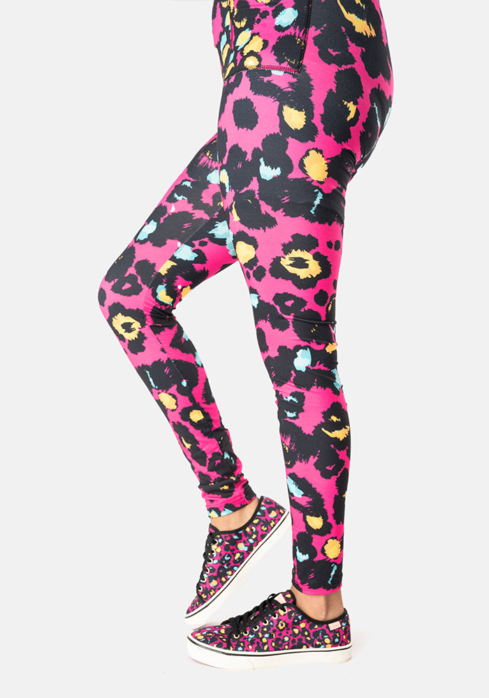 Second angle of Rene Pink Animal Print Popsy Leggings