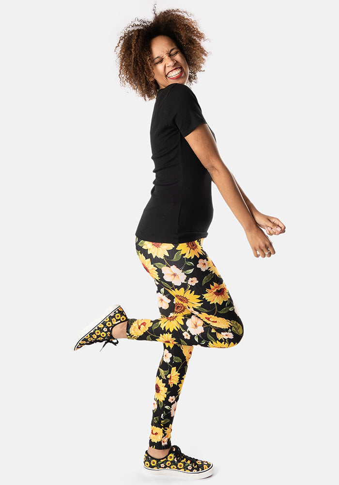 Fourteenth angle of Rene Sunflower Print Popsy Leggings
