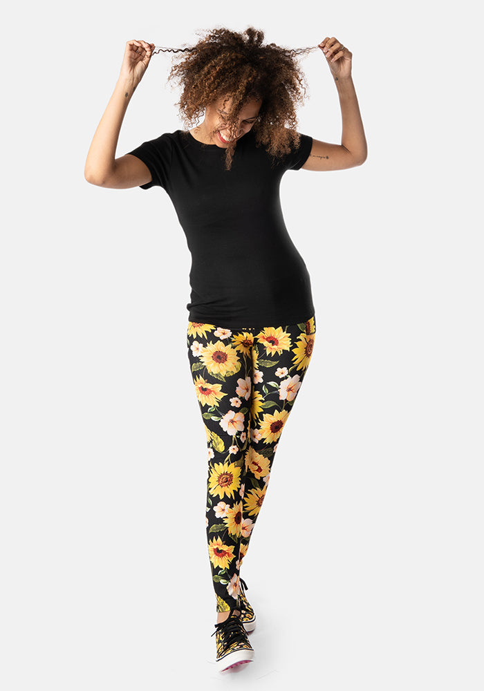 Sixth angle of Rene Sunflower Print Popsy Leggings
