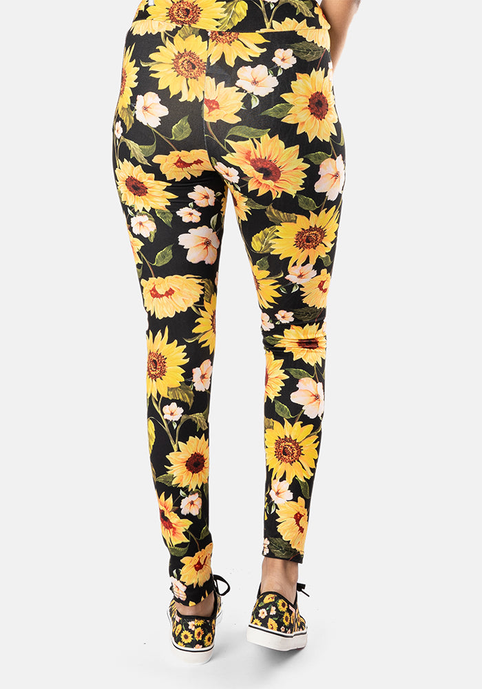 Tenth angle of Rene Sunflower Print Popsy Leggings