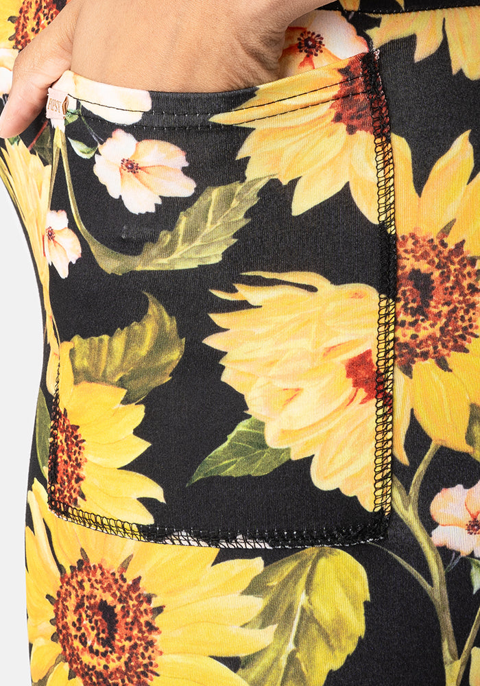Third angle of Rene Sunflower Print Popsy Leggings