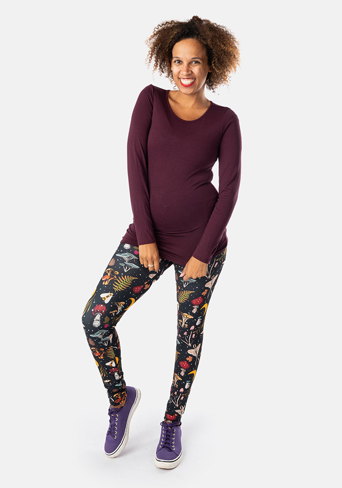 Eighth angle of Rene Woodland Mushroom Print Popsy Leggings