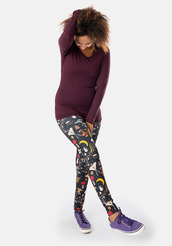 Fifth angle of Rene Woodland Mushroom Print Popsy Leggings
