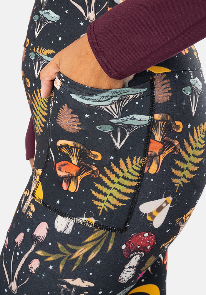 Fourth angle of Rene Woodland Mushroom Print Popsy Leggings