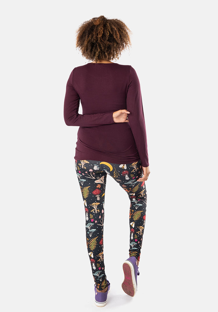 Sixth angle of Rene Woodland Mushroom Print Popsy Leggings