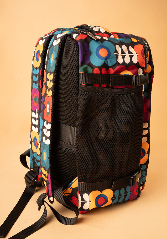 Eighth angle of Retro Flower Print Cabin Bag, lightweight Cabin Bag with Retro Flower Print.