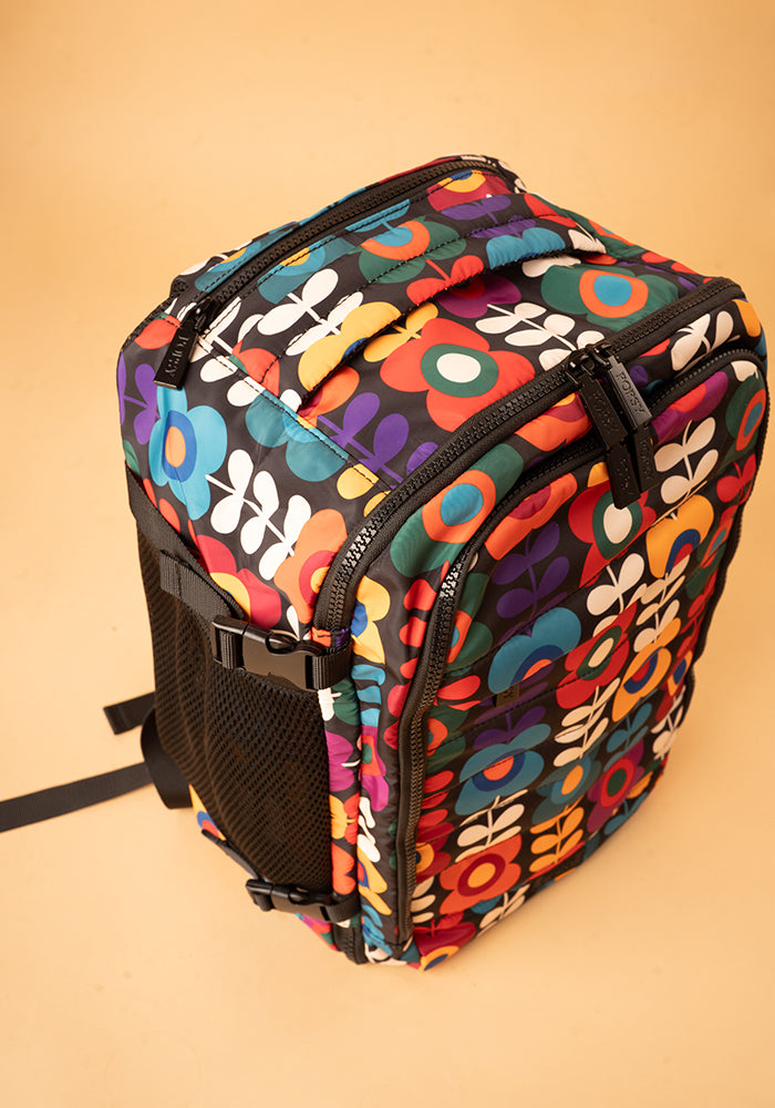 Sixth angle of Retro Flower Print Cabin Bag, lightweight Cabin Bag with Retro Flower Print.