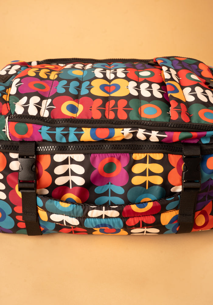 Fourth angle of Retro Flower Print Cabin Bag, lightweight Cabin Bag with Retro Flower Print.